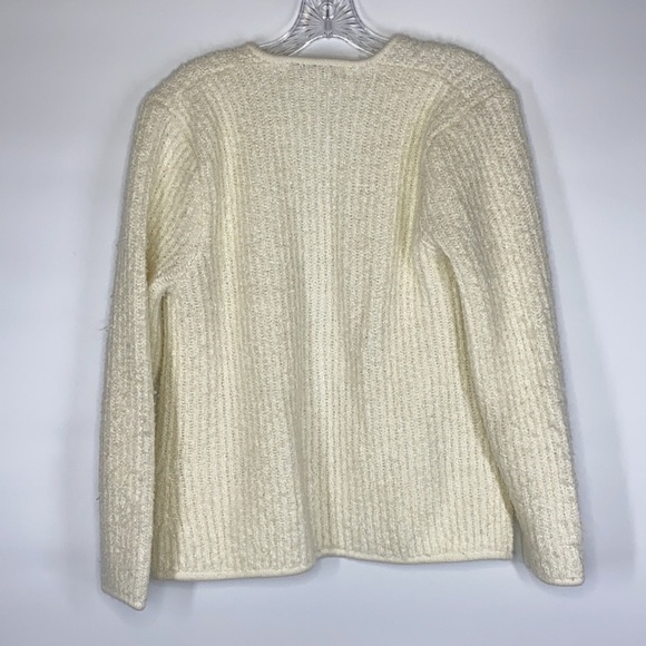 Sideffects Vintage White Open Front Fuzzy Cardigan/Sweater - Picture 2 of 7